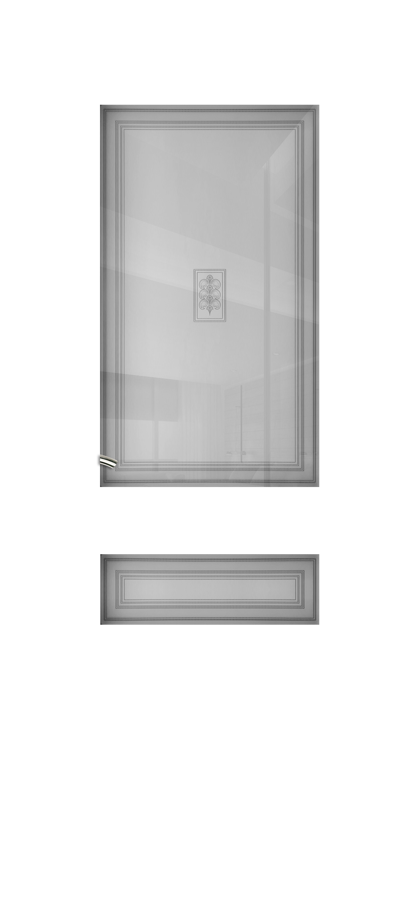 Межкомнатная дверь «Vision 5». Вид отделки Белая эмаль Остекление:  Cтандартный наличник