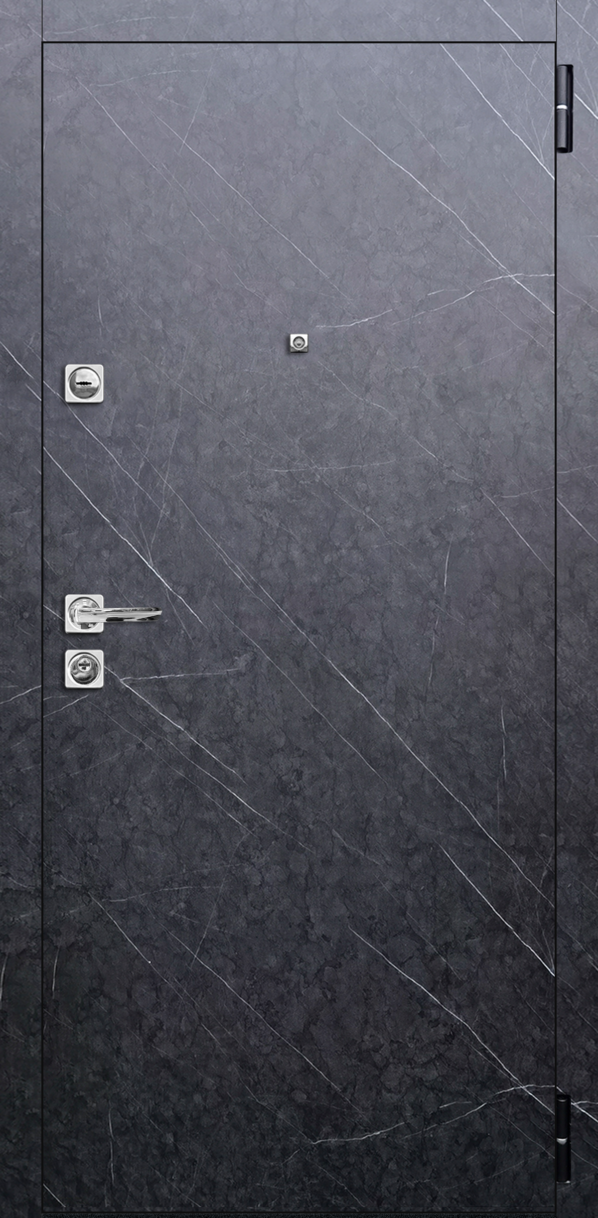 Металлическая дверь «Стоун 2». Вид внутренней отделки  Вид внешней отделки: Гранит Лава Оникс Cтандартный наличник