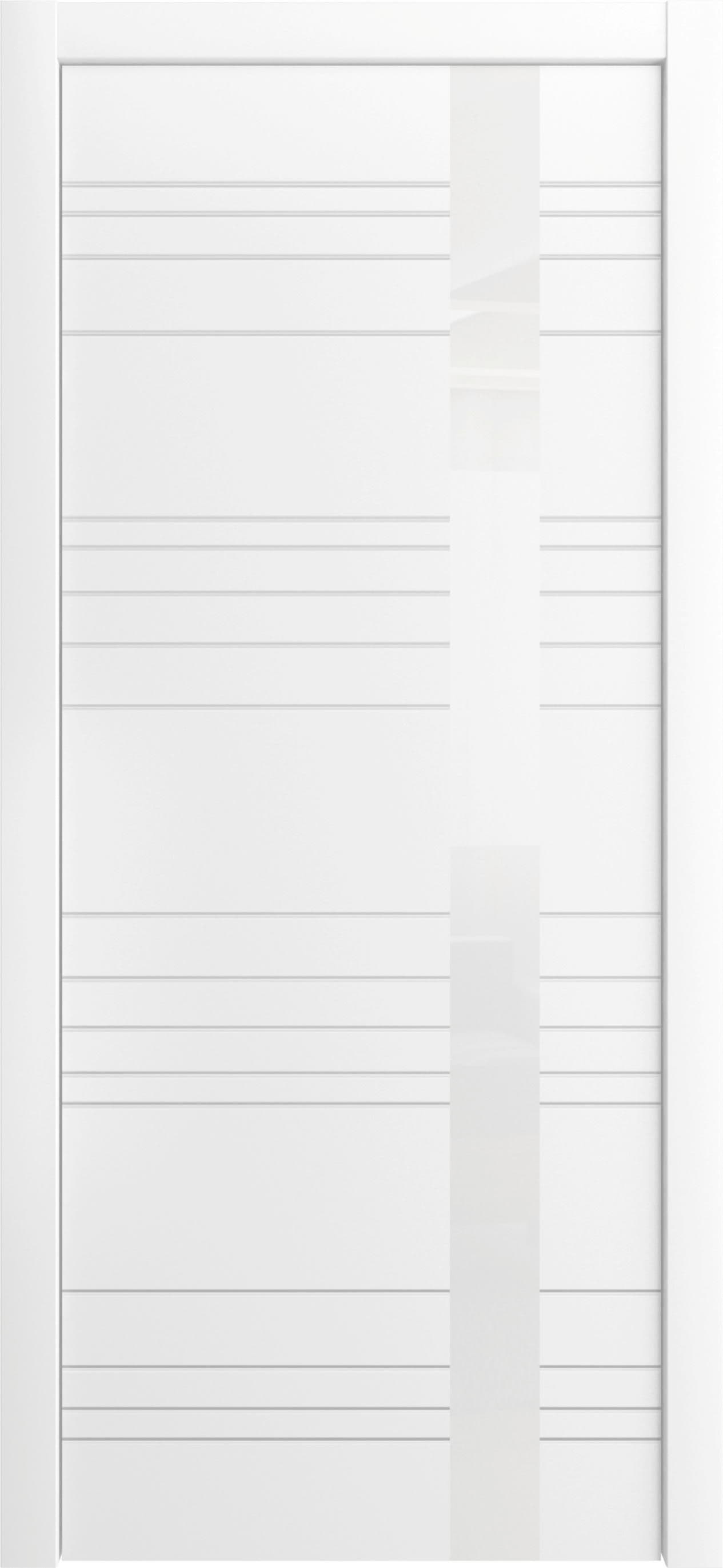 Межкомнатная дверь «Корсо» Лайн-Дор. Вид отделки Белая эмаль Остекление:  Cтандартный наличник