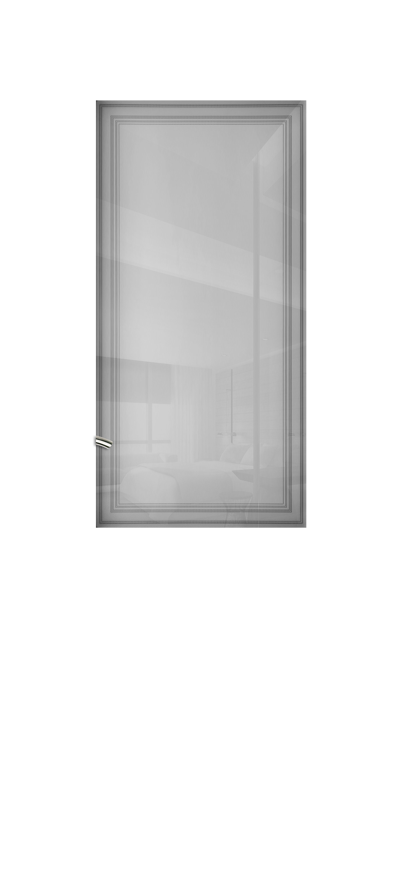 Межкомнатная дверь «Vision-2». Вид отделки Белая эмаль Остекление: Узор 1 Cтандартный наличник