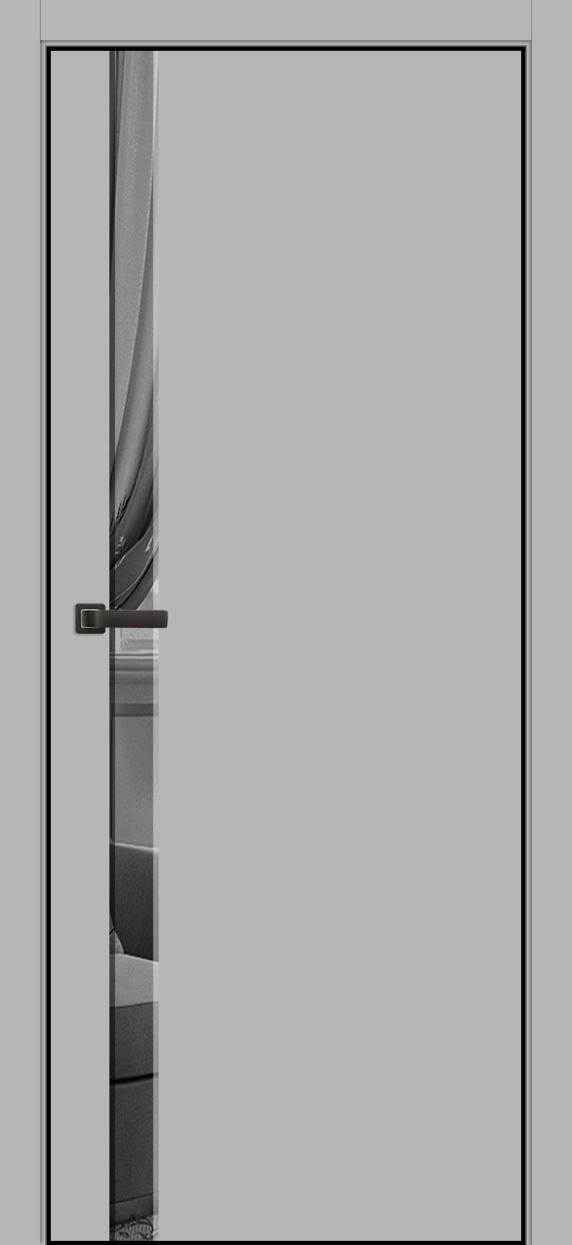 Межкомнатная дверь «». Вид отделки Полипропилен Грей с Алюминиевой кромкой Cтандартный наличник