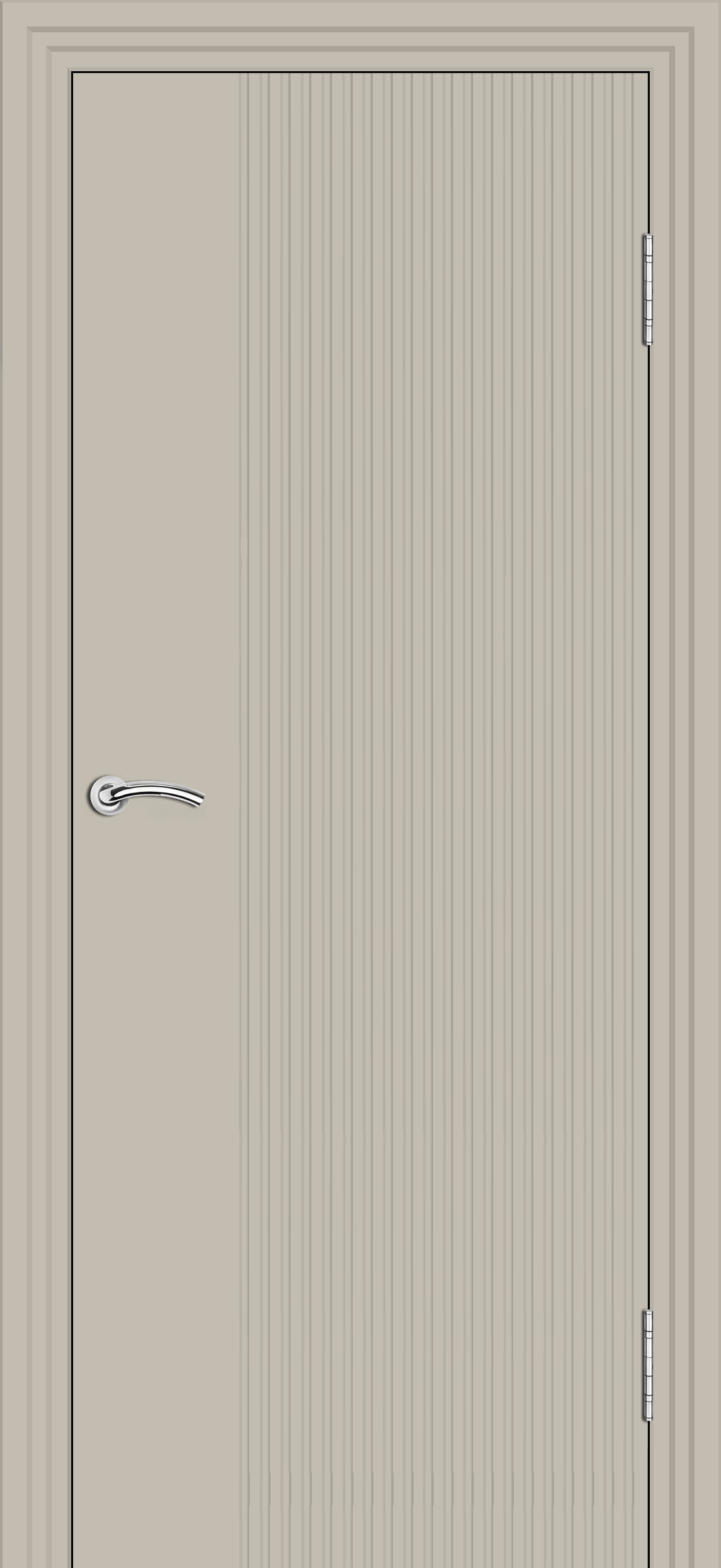 Межкомнатная дверь «Ультра-1». Вид отделки Слоновая кость эмаль Cтандартный наличник
