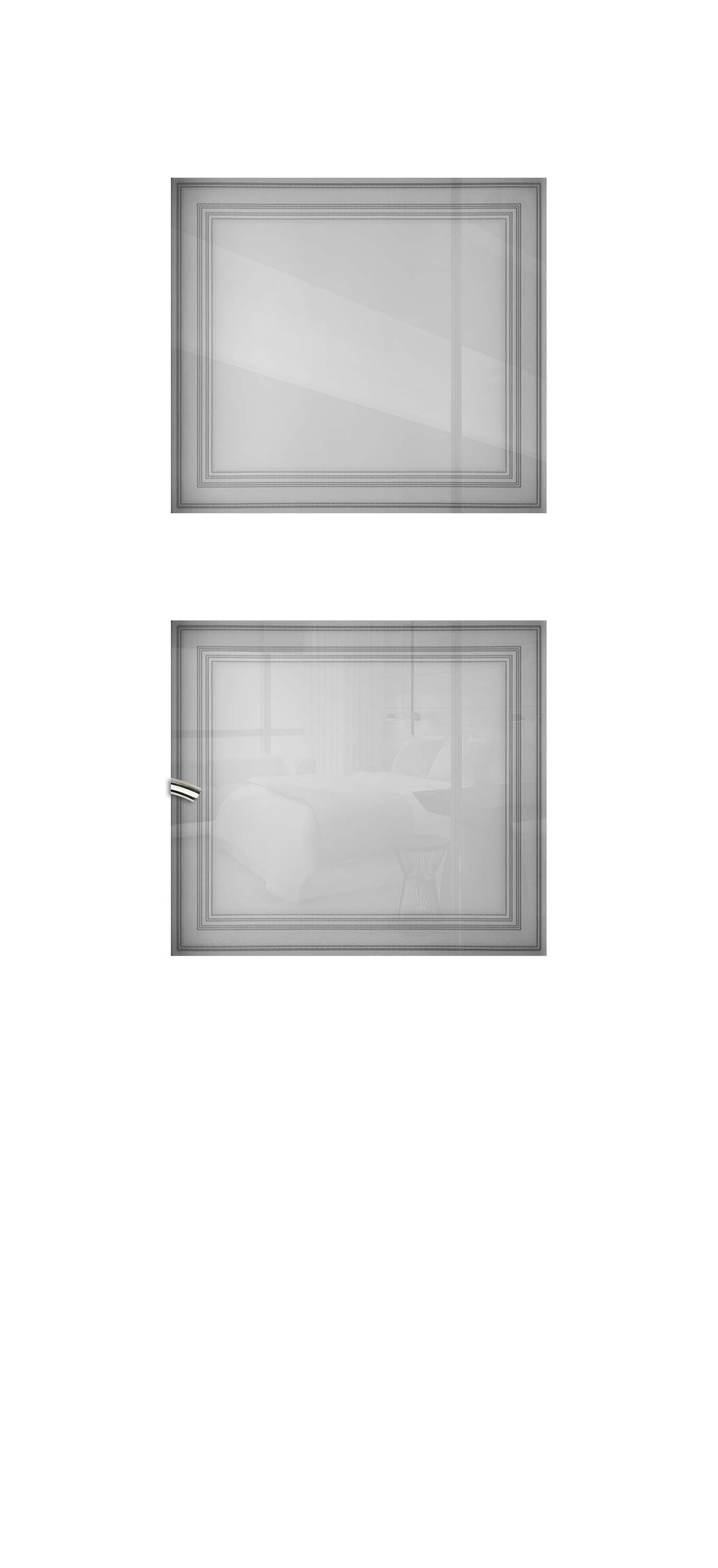Межкомнатная дверь «Vision 3». Вид отделки Белая эмаль Остекление:  Cтандартный наличник