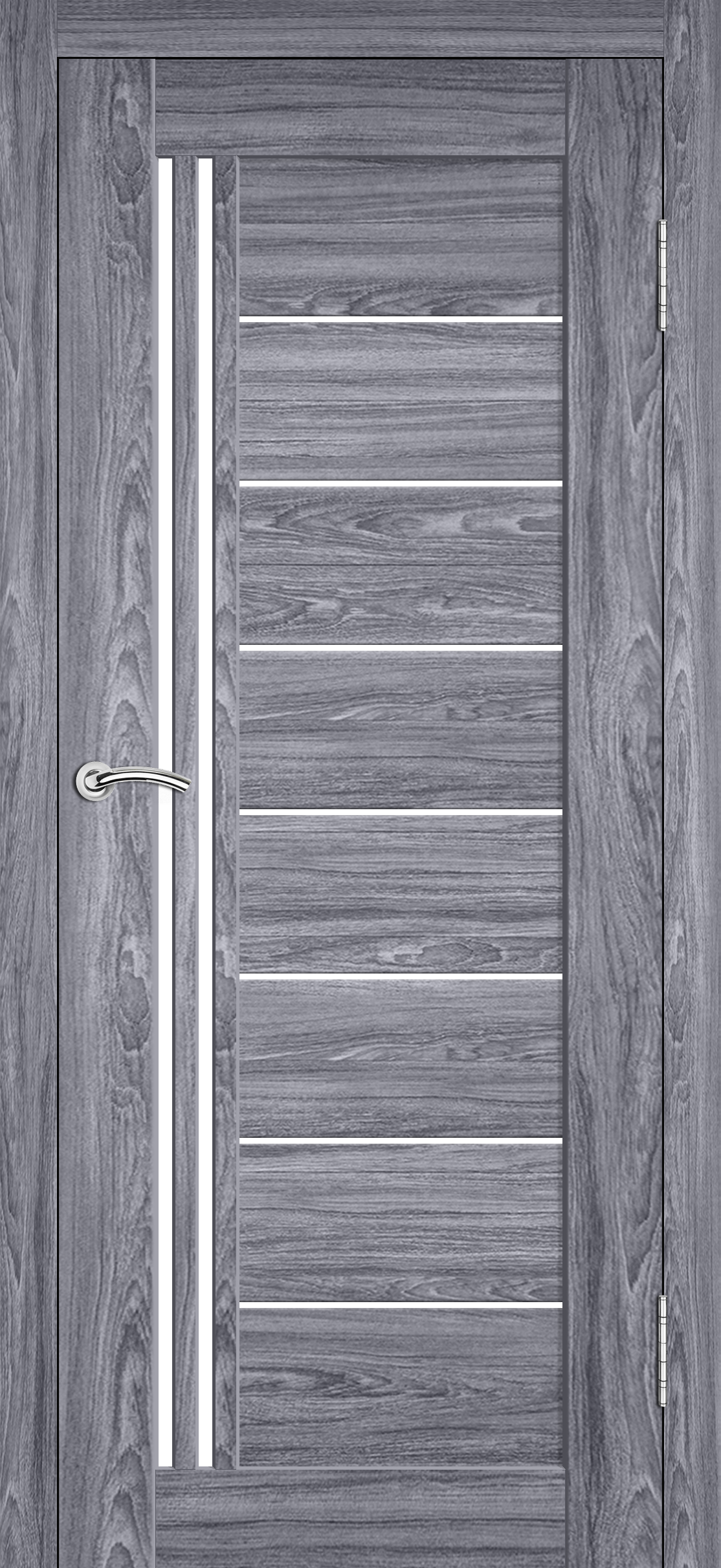 Межкомнатная дверь «Новара». Вид отделки Бетон светлый Cтандартный наличник