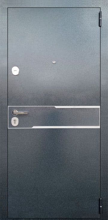 Металлическая дверь «Мега-new Трио». Вид внутренней отделки  Вид внешней отделки: Черный букле Cтандартный наличник